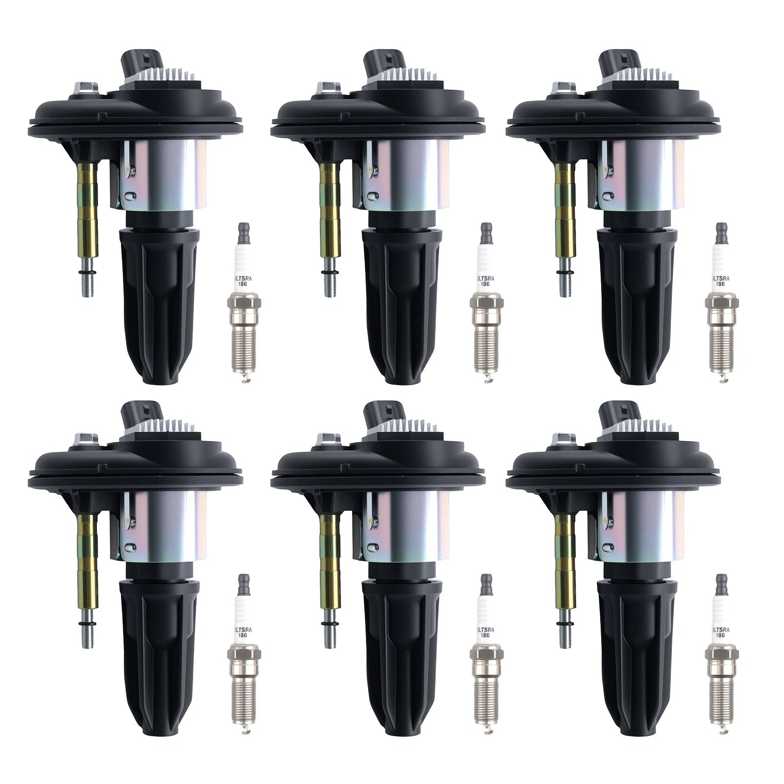 Set of 6 Ignition Coils & Spark Plugs for GM 4.2L Atlas I6 (2002–2009) C1395