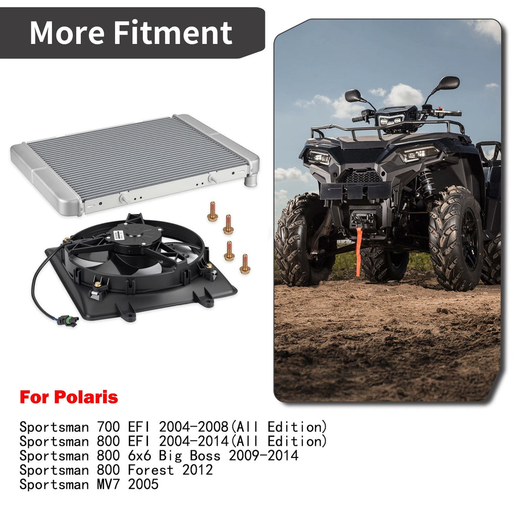Aluminum Radiator & Cooling Fan for Polaris Sportsman 800 (2005–2012)