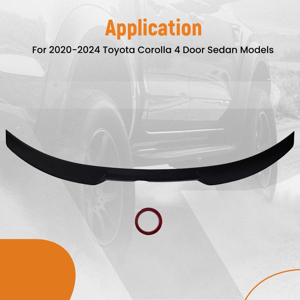 Black Trunk Wing Spoiler for Toyota Corolla 4-Door (2020–2024) ABS