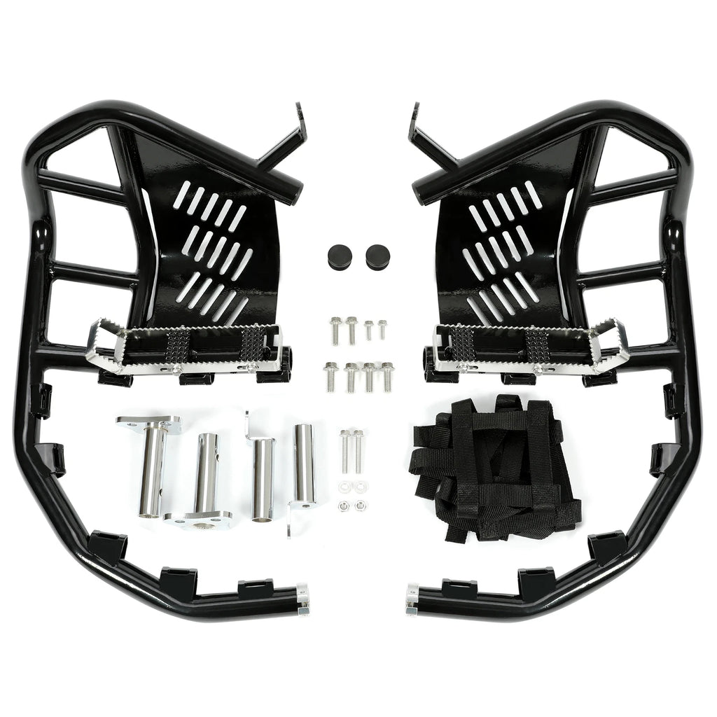 Nerf Bars for Kawasaki KFX 700 (2003–2008) - Steel Side Step Bar, Black Nets
