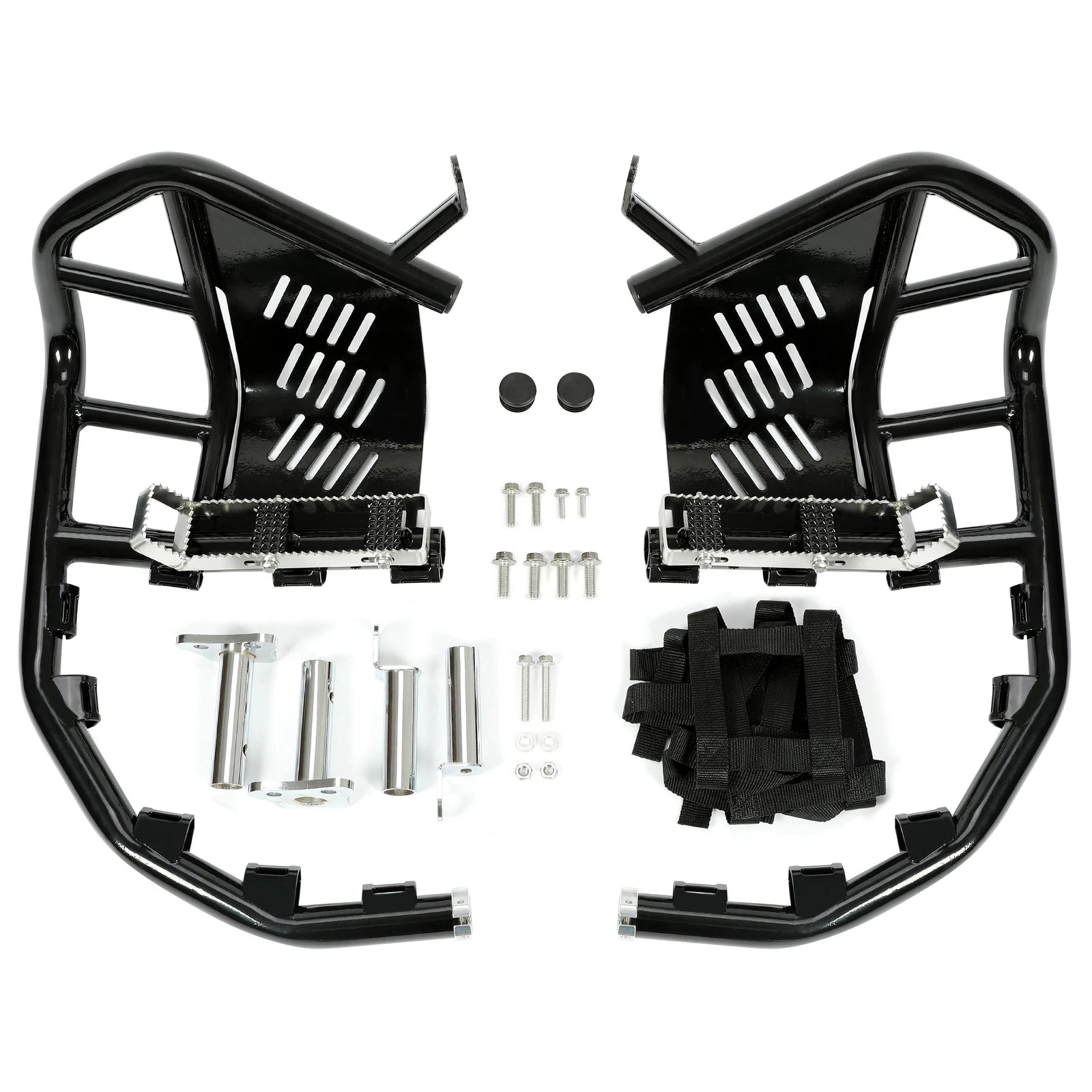 Nerf Bars for Kawasaki KFX 700 (2003–2008) - Steel Side Step Bar, Black Nets
