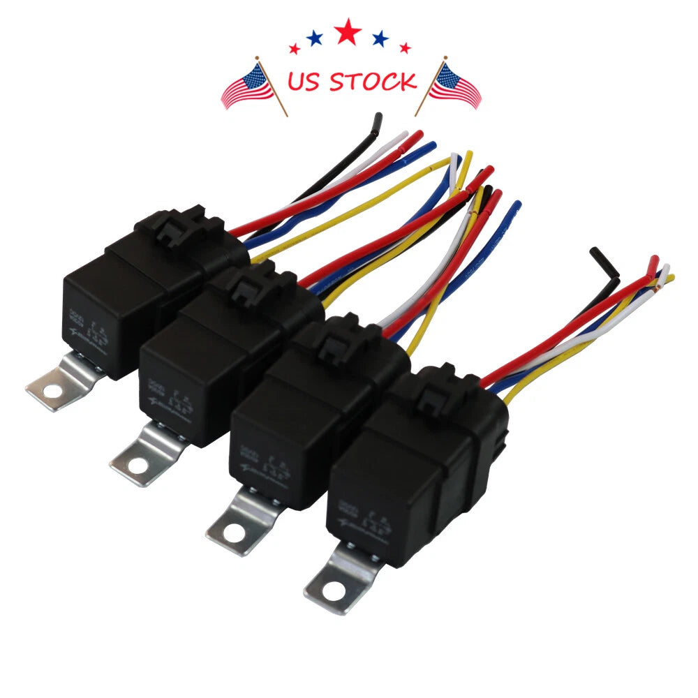 Set of 4 Heavy Duty 5 Pin 12V Car Auto Relay Waterproof Socket for Vehicles