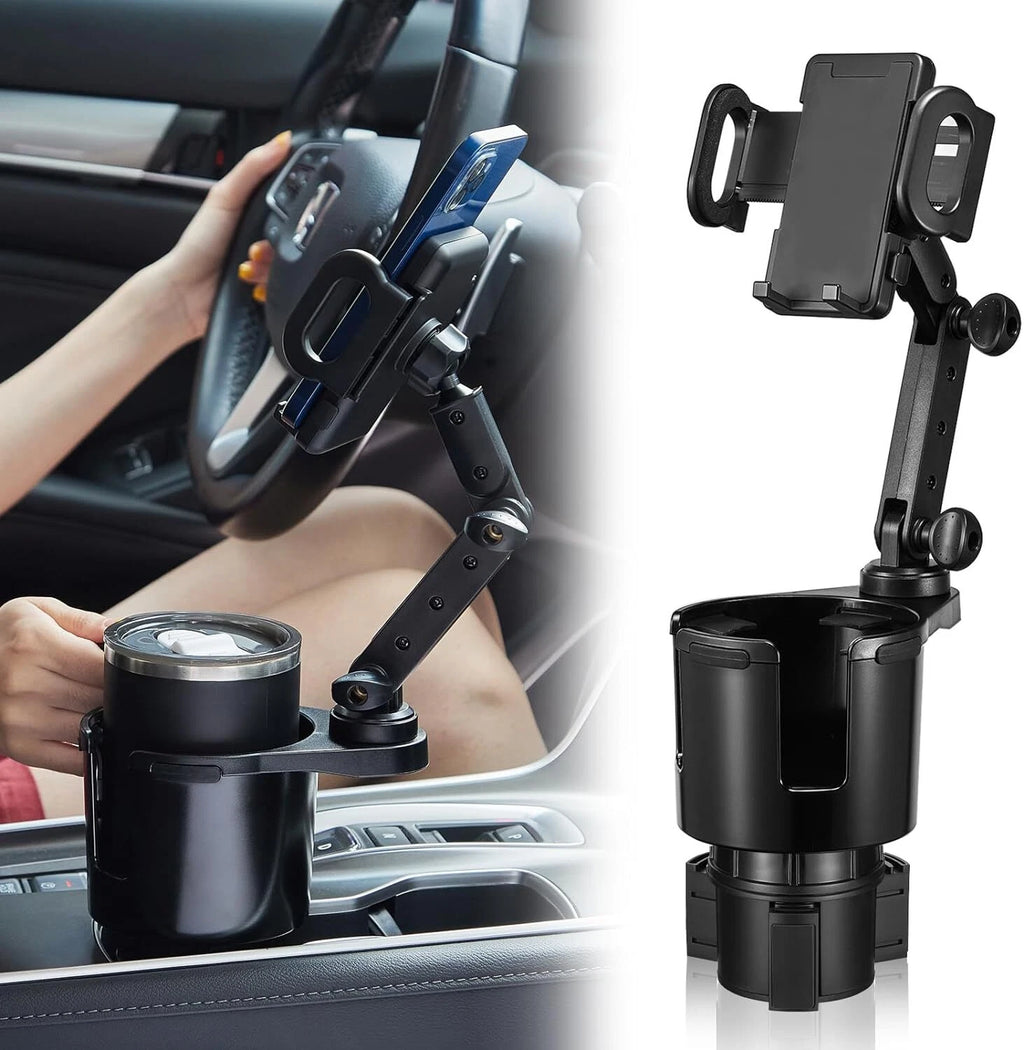 Car Cup Holder Expander with 360 Rotatable Phone Mount for Universal Fit (YYYY–YYYY)
