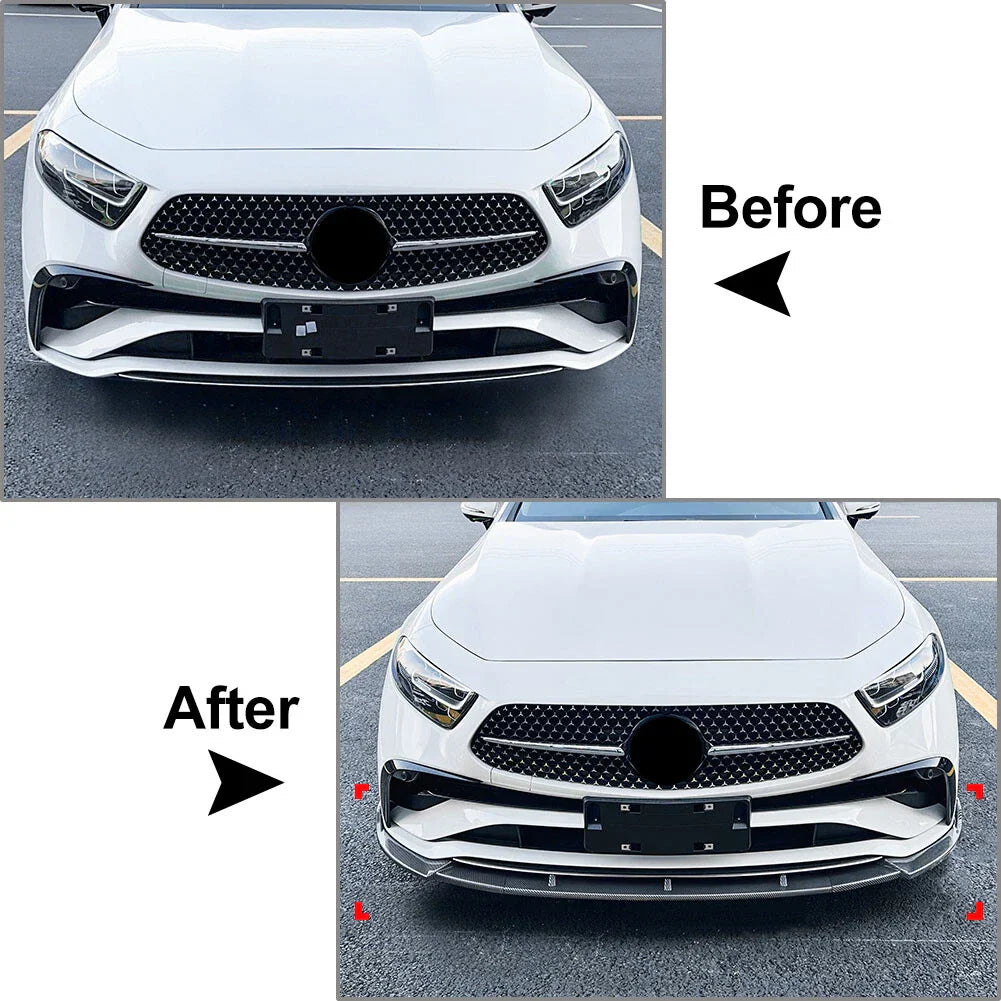 Carbon Look Front Bumper Spoiler Lip for Benz CLS Class (2022-2024)