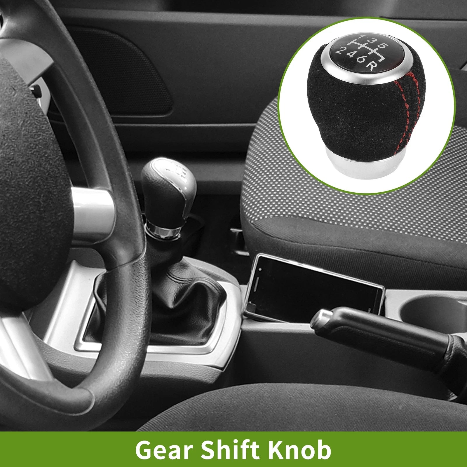 6 Speed Manual Gear Shift Knob for Subaru Impreza STI (2009–2018) Faux Leather Black