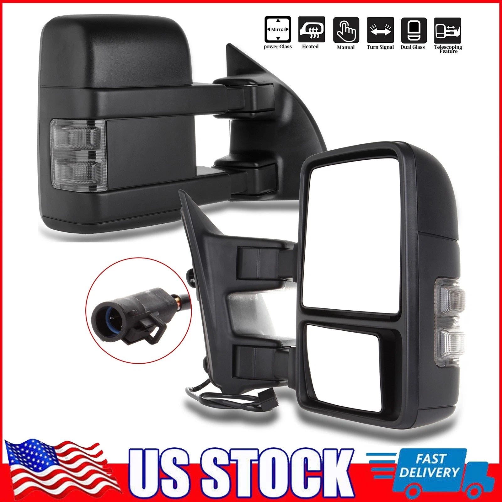Towing Mirrors for Ford F250-F550 Super Duty (1999–2007) Power Heated
