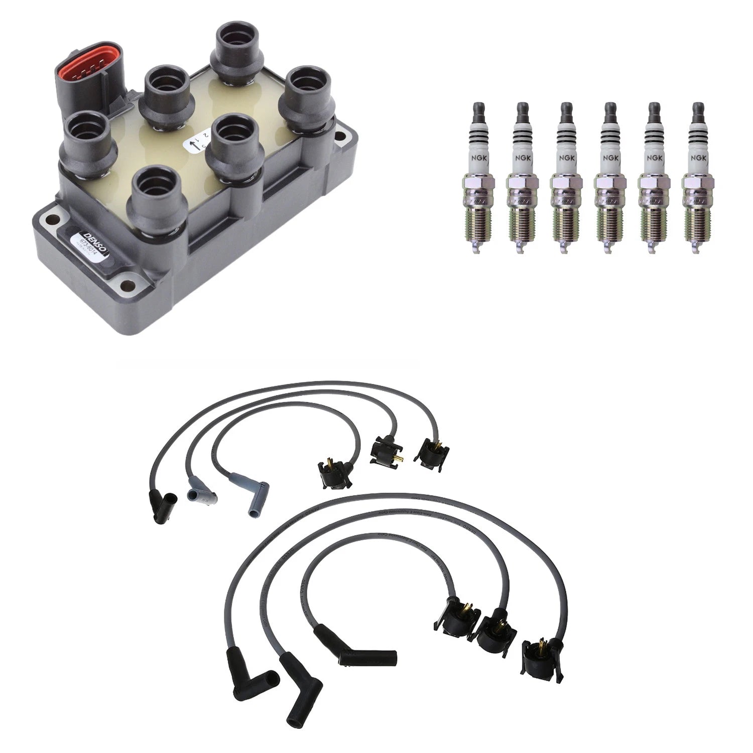 Denso Ignition Coil Wires & NGK Iridium Spark Plugs Kit for B3000 (1994–2006)