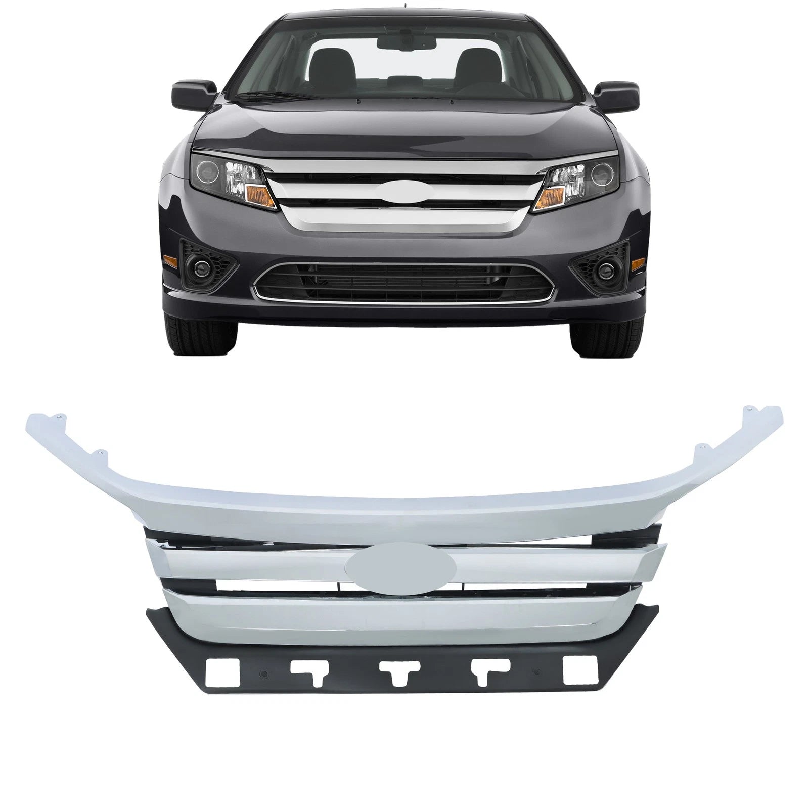 Set of 4 Front Grille with Chrome Trim for Ford Fusion (2010–2012)