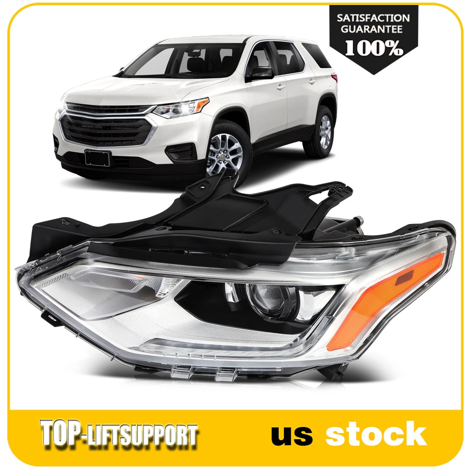 Left Driver Side Headlight for Chevrolet Traverse (2018–2021) LED DRL