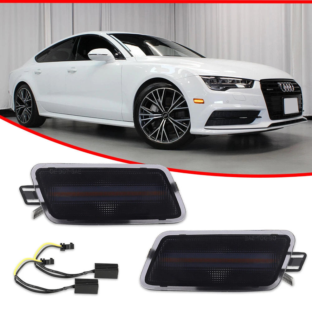 2X Smoke Amber LED Front Side Marker Lights for Audi A7 S7 RS7 (2012–2018)
