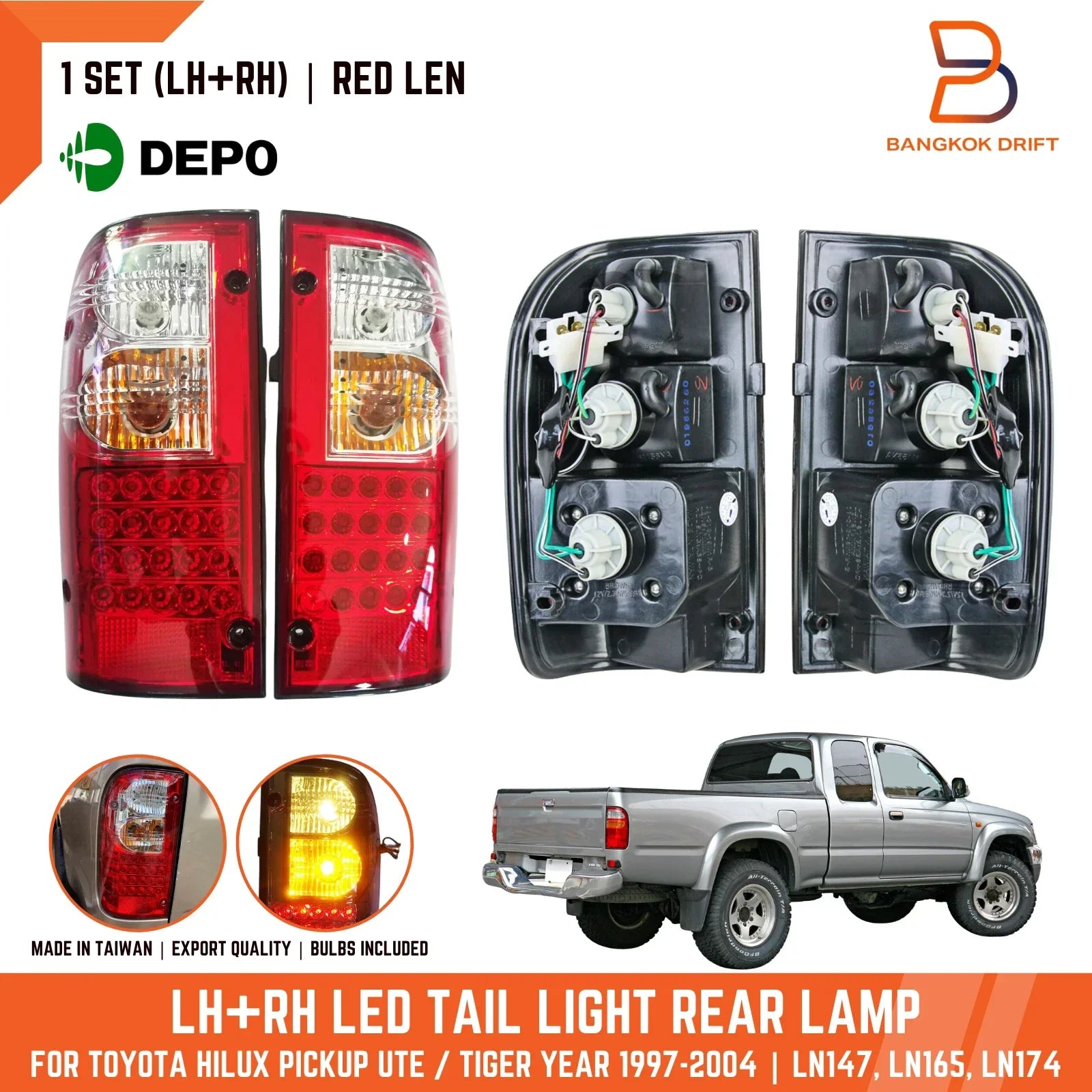 LED Red Tail Light for Toyota Hilux LN147 LN167 LN174 (1998-2004)