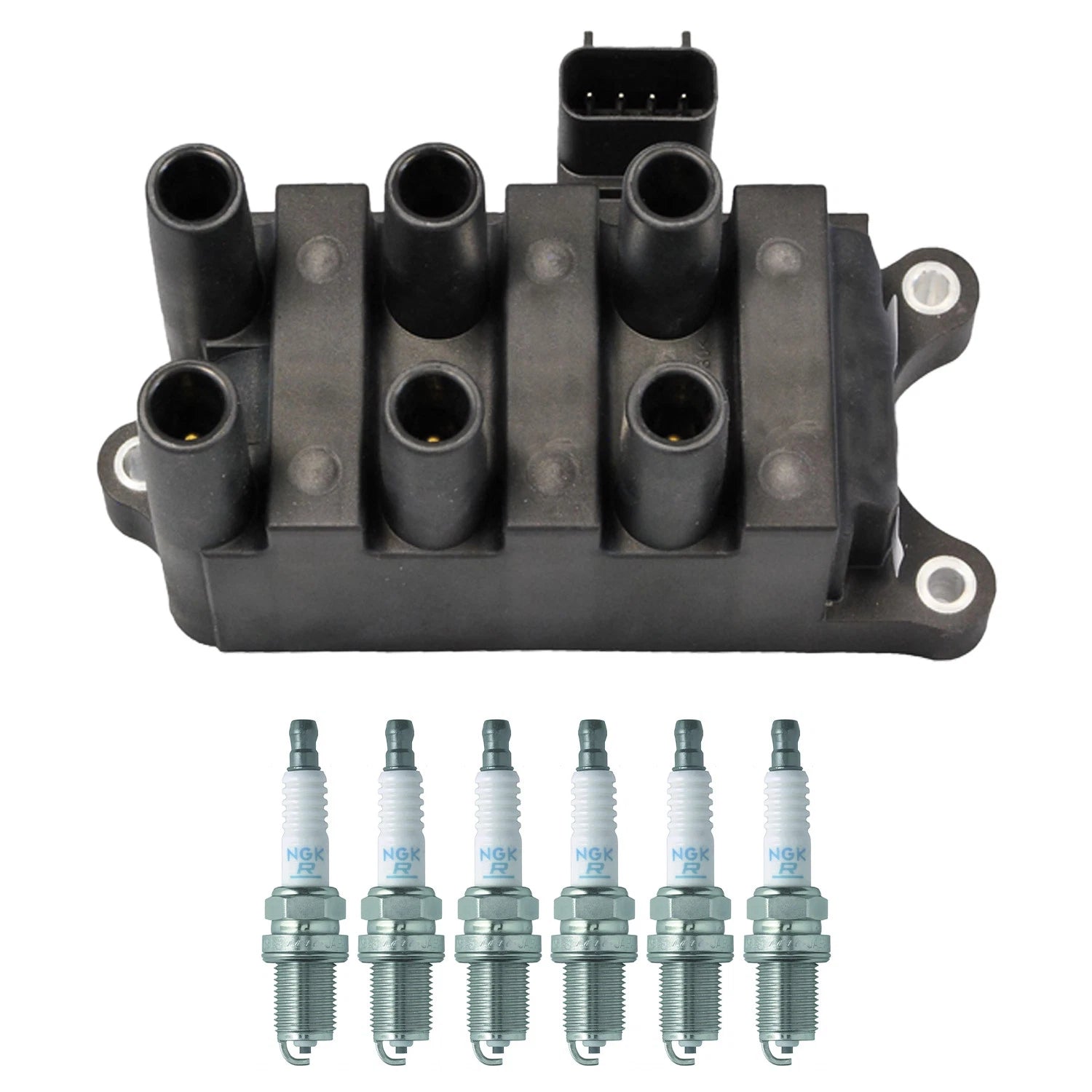 Denso Ignition Coil & 6 NGK Spark Plugs Kit for Ranger Sable Taurus (V6)