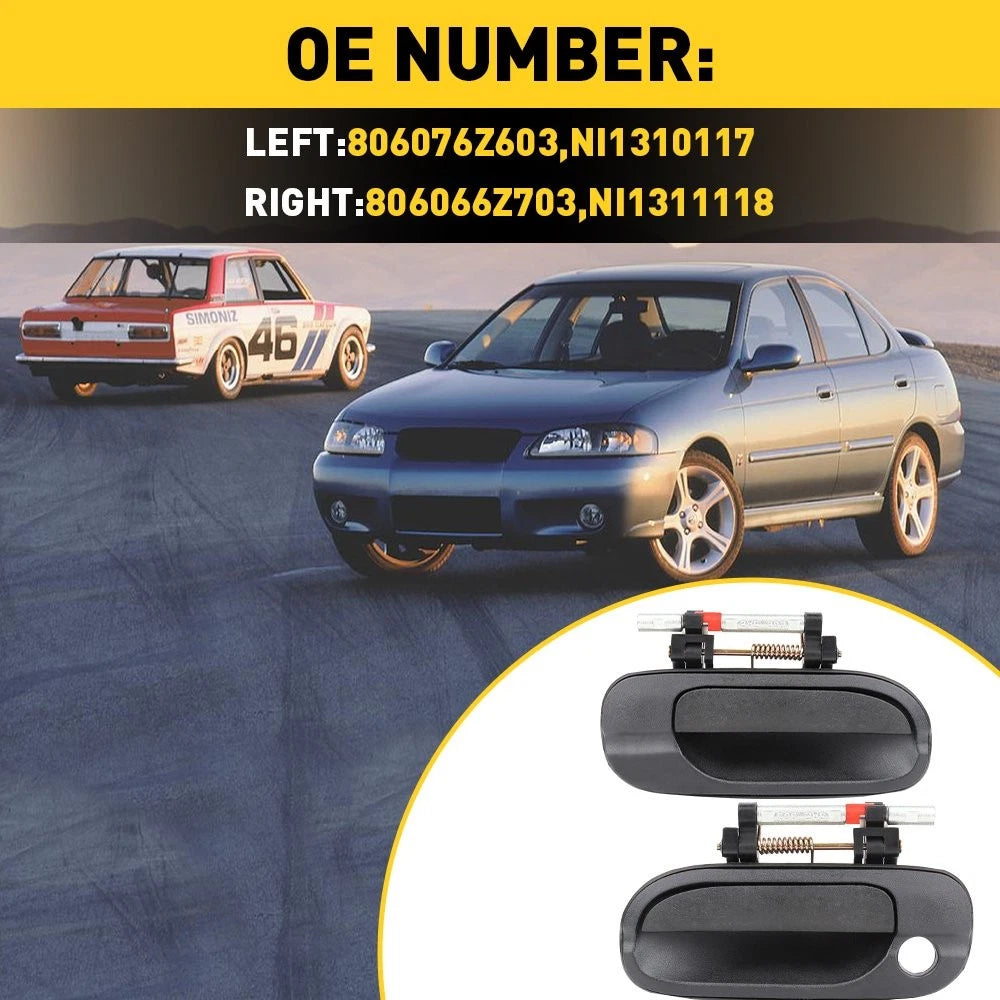 Set of 2 Outside Door Handles for Nissan Sentra (2000–2006) - Smooth Black
