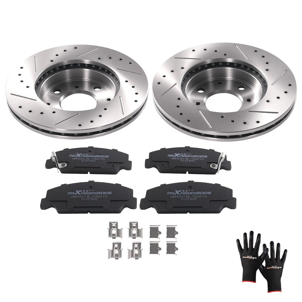 Front Brake Rotors & Ceramic Pads Kit for Honda Civic Del Sol CRX (1990–1997)