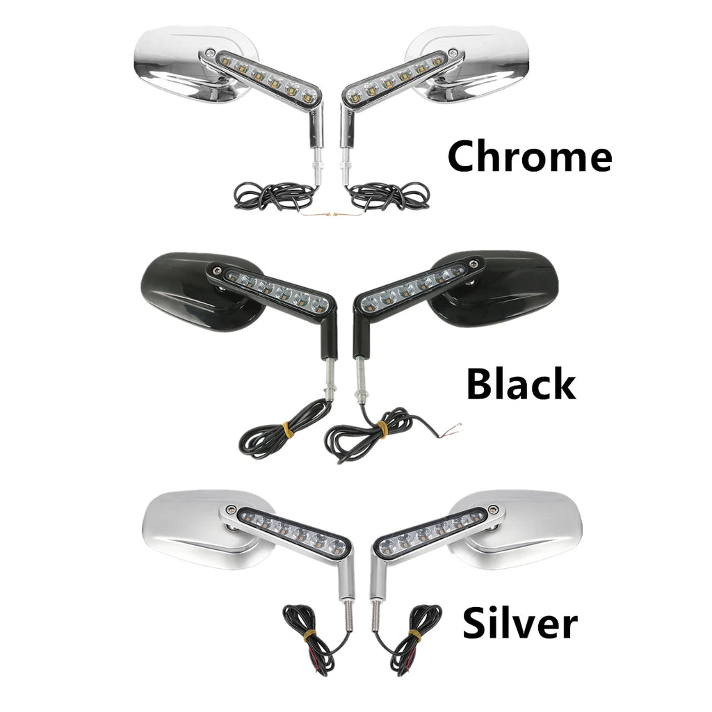 Set of 2 Rearview Mirrors with LED Turn Signals for Harley V-Rod VRSCF (2009–2017)