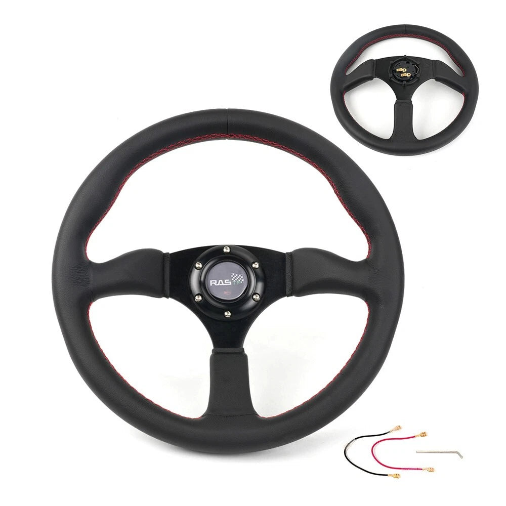 14" Leather Steering Wheel with Hub Adapter for Ford Mustang (1984–2004)