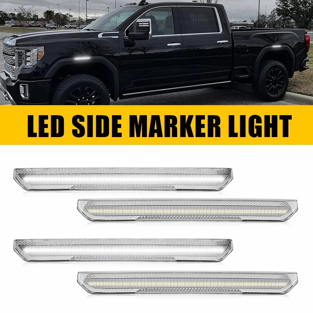 Set of 2 Clear White LED Wheel Fender Side Marker Lights for GMC Sierra 2500 3500 (2020–2024)