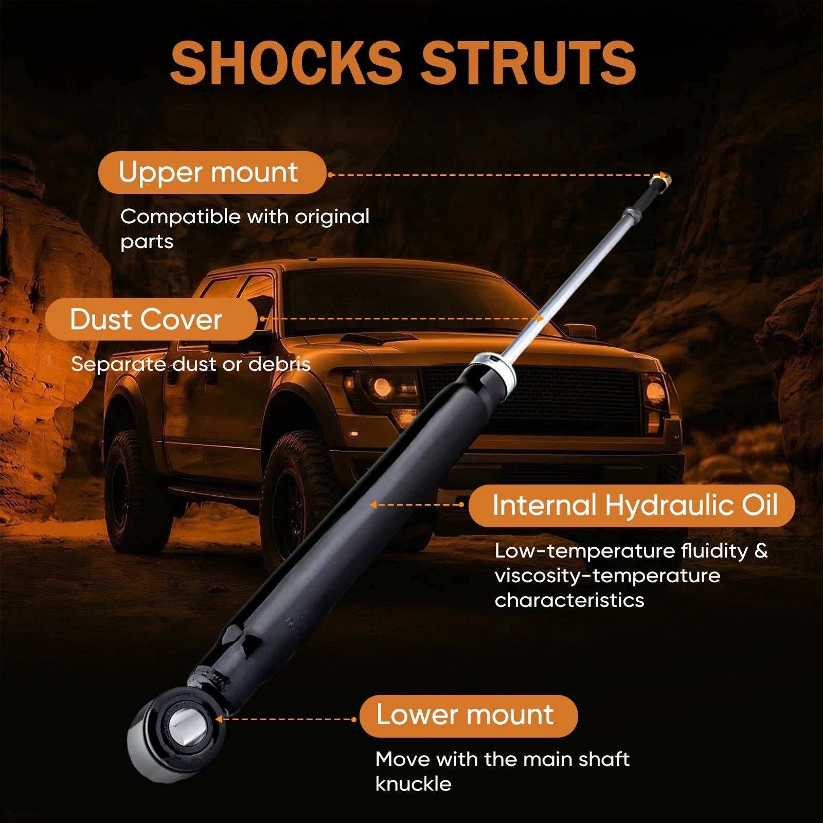 Pair of Rear Struts Shocks Absorbers for Toyota Sienna (2004–2020) FWD