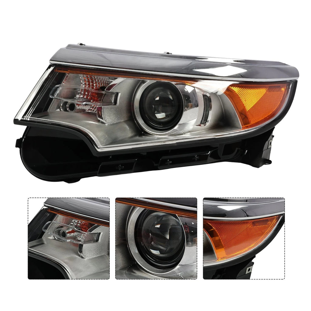 Set of 2 Halogen Headlight Assembly Lamps for Ford Edge (2011–2014)