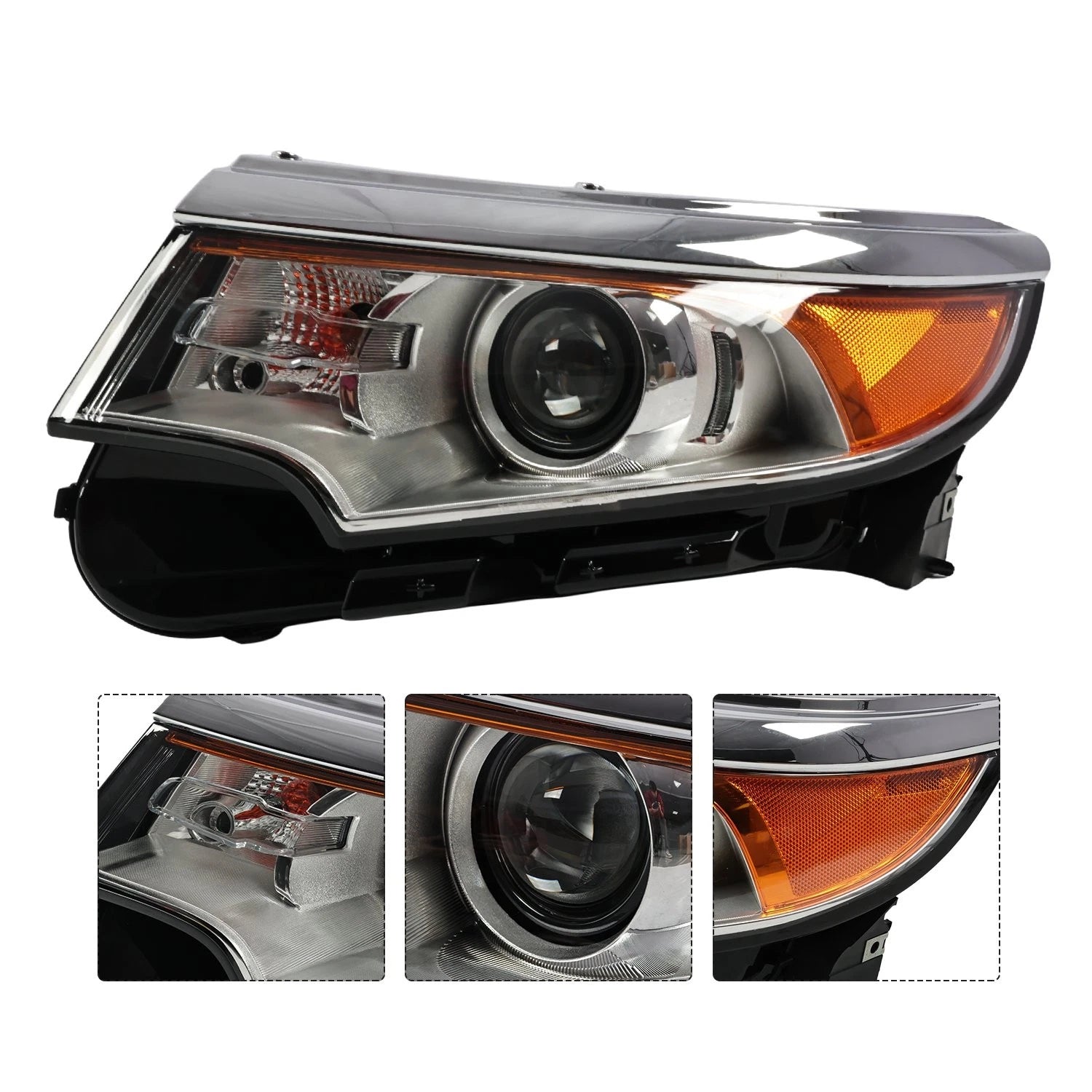 Set of 2 Halogen Headlight Assembly Lamps for Ford Edge (2011–2014)