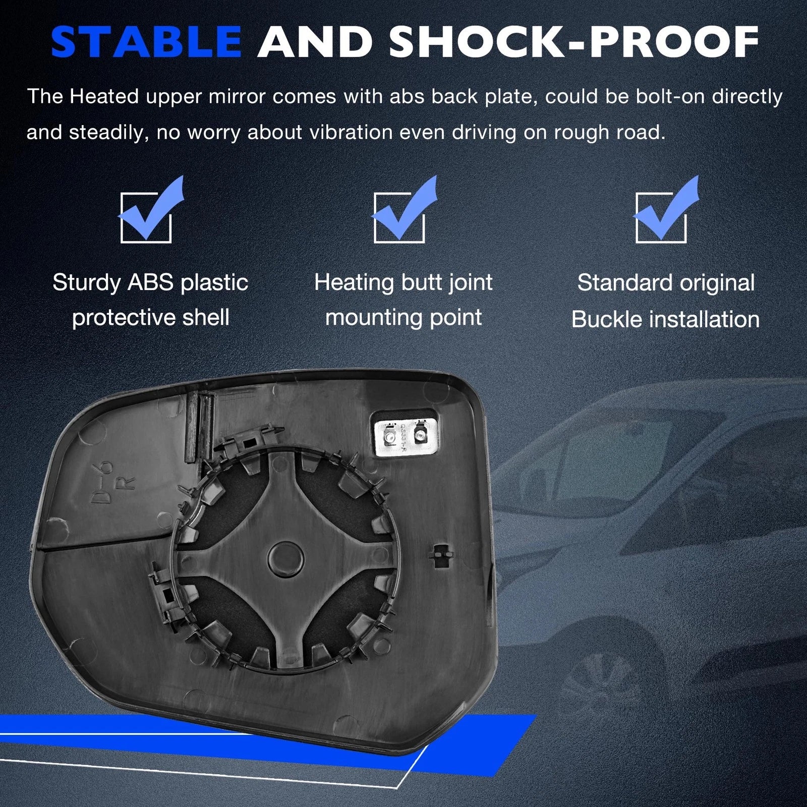 Passenger Right Side Mirror Glass for Ford Transit Connect (2014-2022)