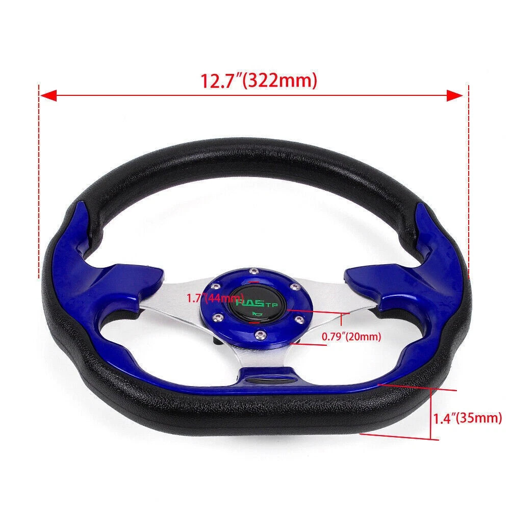 12.5" Blue D Shape Racing Steering Wheel with Quick Release Adapter