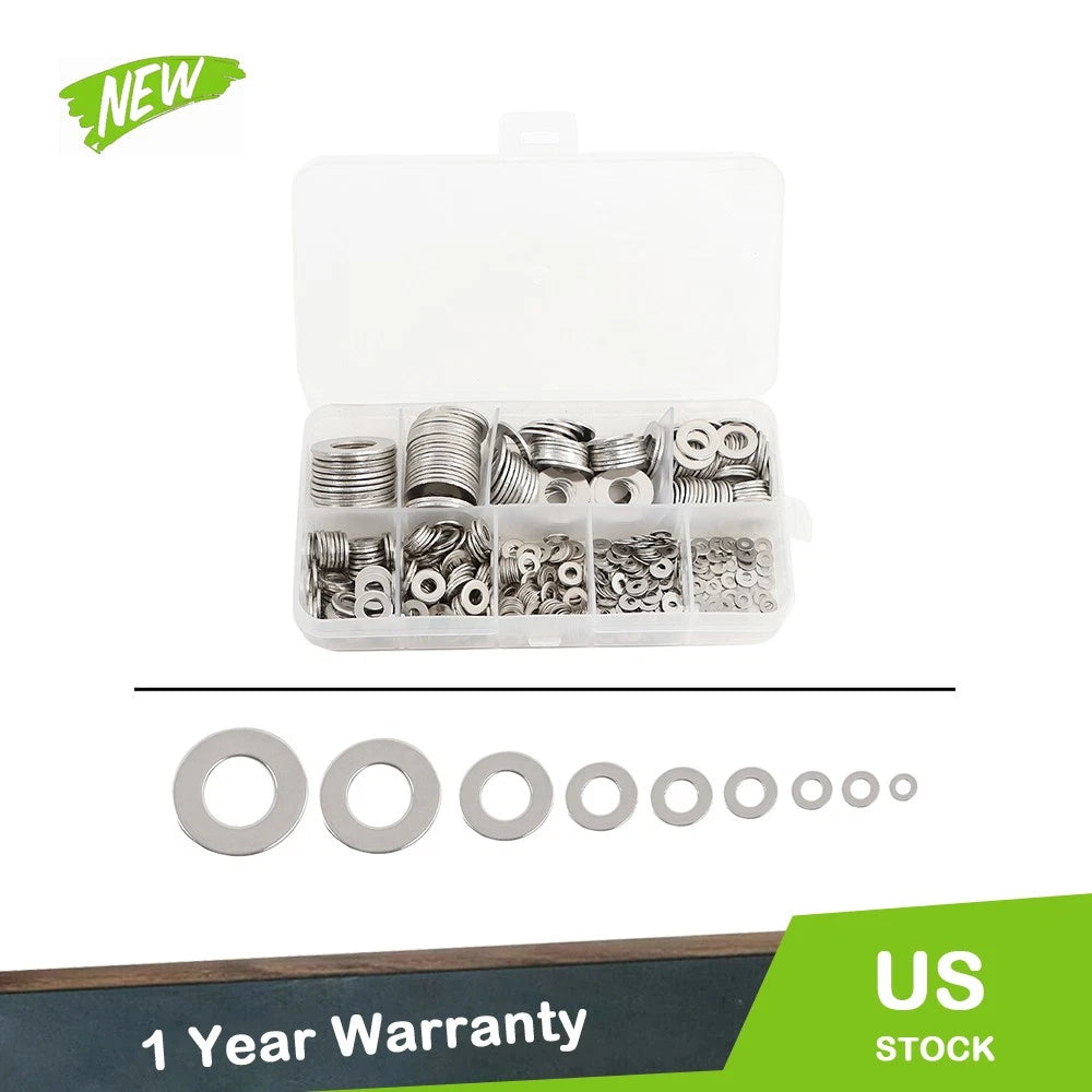 Set of 600 Flat Washers for Various Applications (Assorted Sizes)