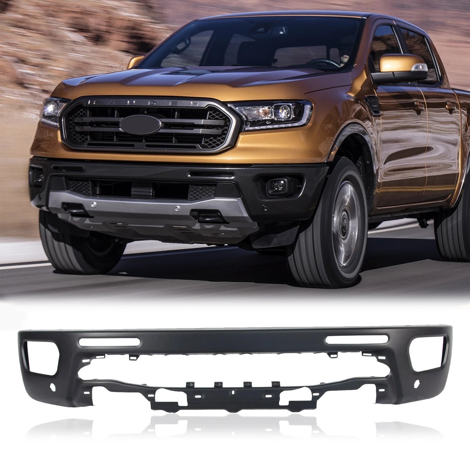Black Steel Front Bumper Face Bar for Ford Ranger (2019–2023)