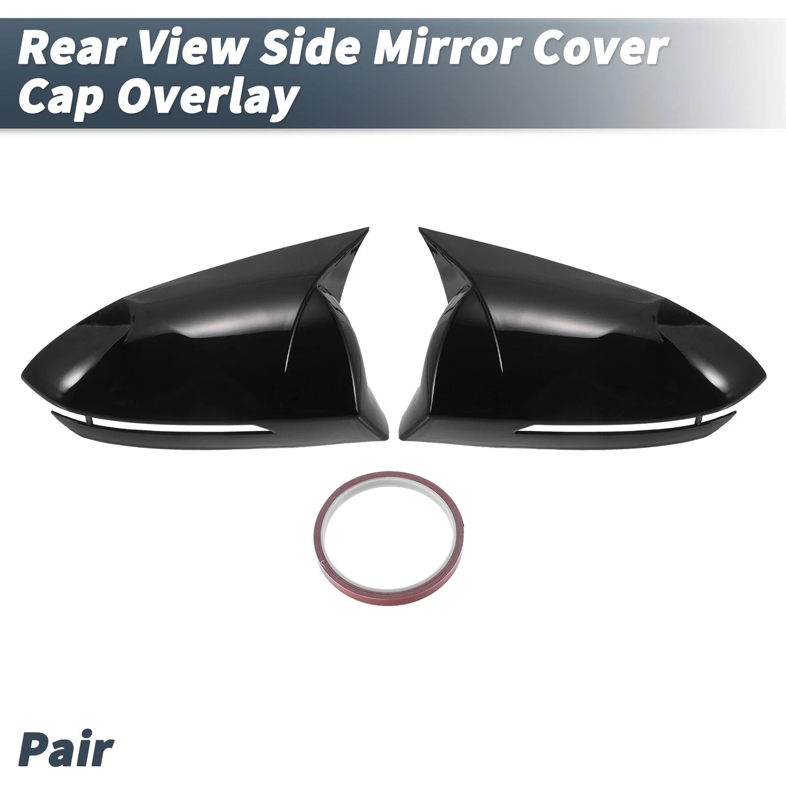 Pair Rearview Mirror Cover Overlay Gloss Black for Hyundai Tucson (2022–2024)