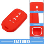 Smart Key Fob Cover for Honda Accord EX EXL EX-L 2013-2018 Black Red (2 x)