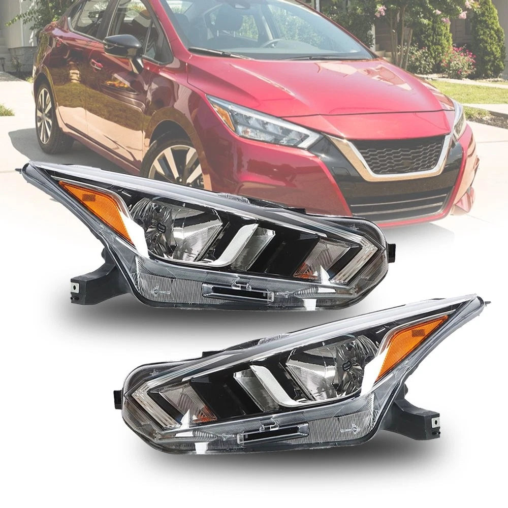 Headlight Assembly Pair for Nissan Versa (2020–2021) Halogen