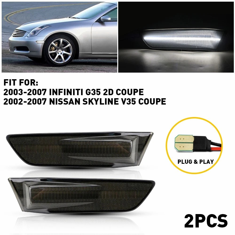 Smoked LED Bumper Side Marker Lights for Infiniti G35 (2003–2006)
