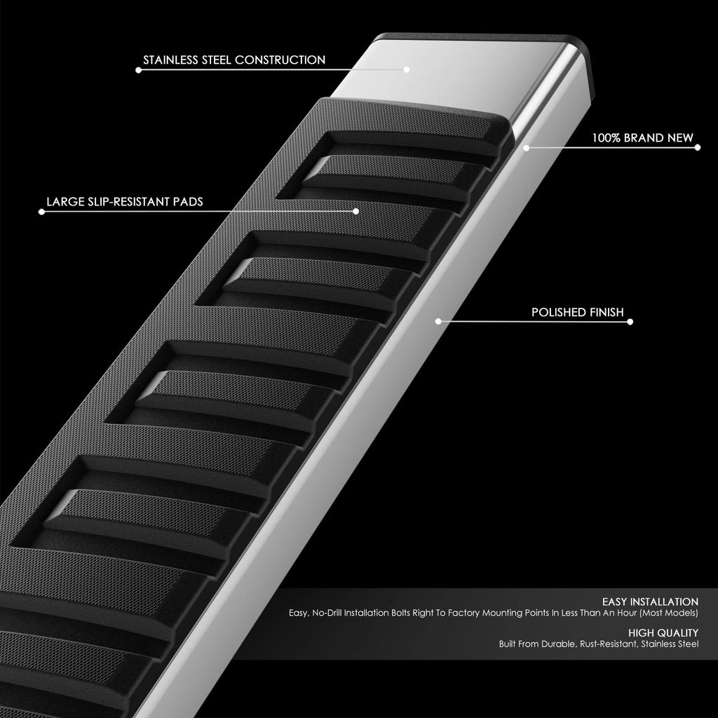 Set of 2 Rectangular Steel Running Boards for Nissan Titan (2004–2024)