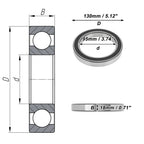 Deep Groove Ball Bearings 6919DDU for Scooter Skateboard (95x130x18mm)