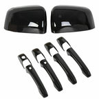 2 Black Mirror Covers + 4 Door Handle Covers for Jeep Grand Cherokee (2011–2021)