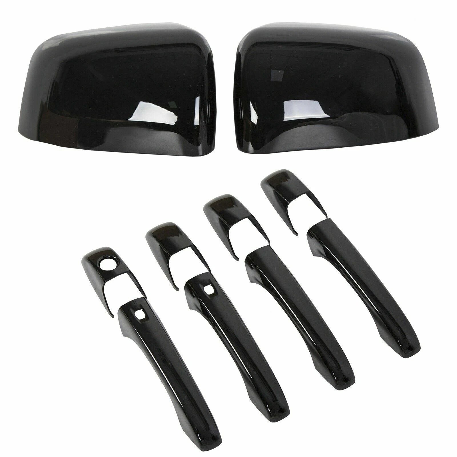 2 Black Mirror Covers + 4 Door Handle Covers for Jeep Grand Cherokee (2011–2021)
