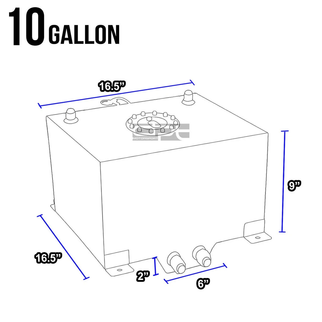 10 Gallon Lightweight Black Coat Aluminum Race Fuel Cell Tank for Universal