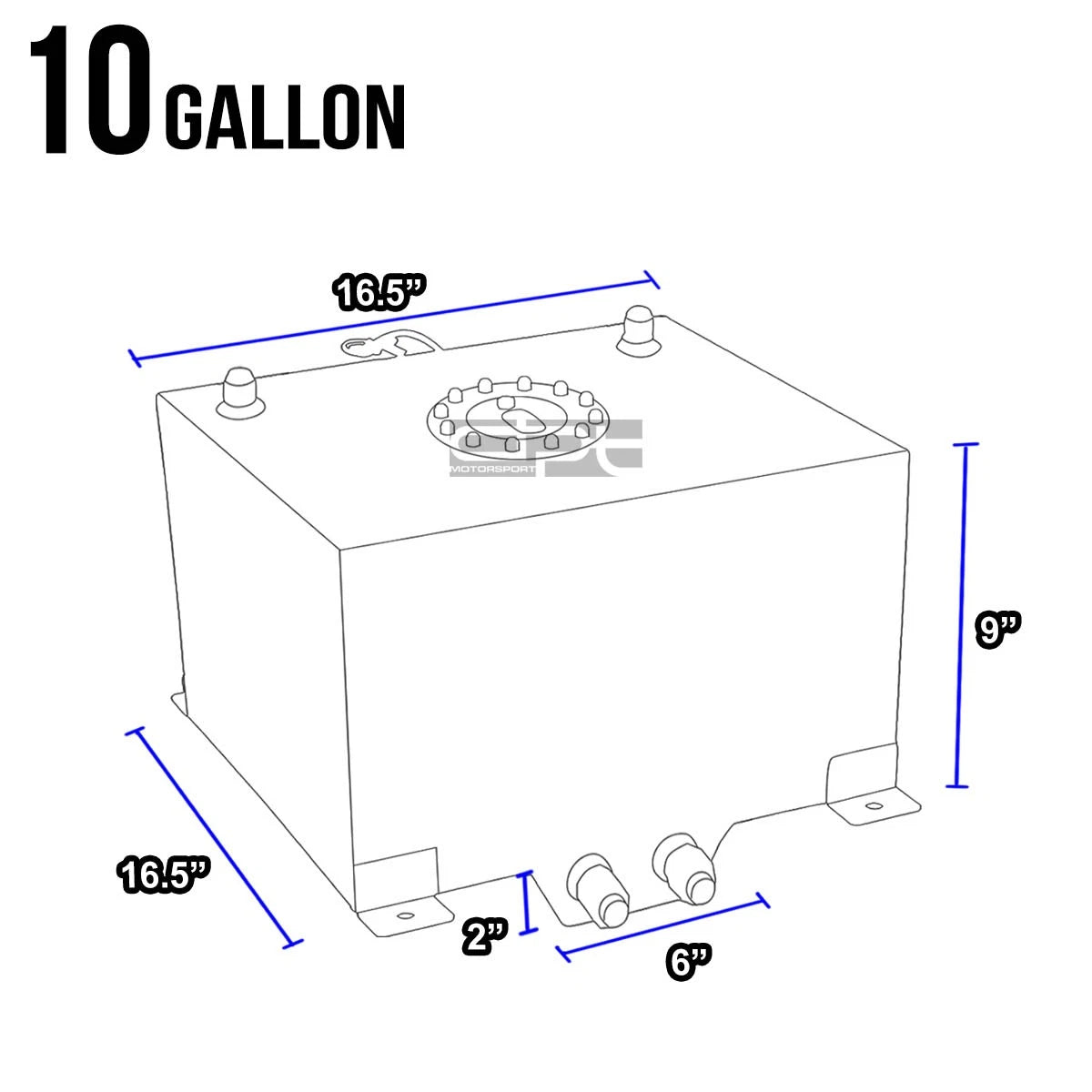 10 Gallon Lightweight Black Coat Aluminum Race Fuel Cell Tank for Universal