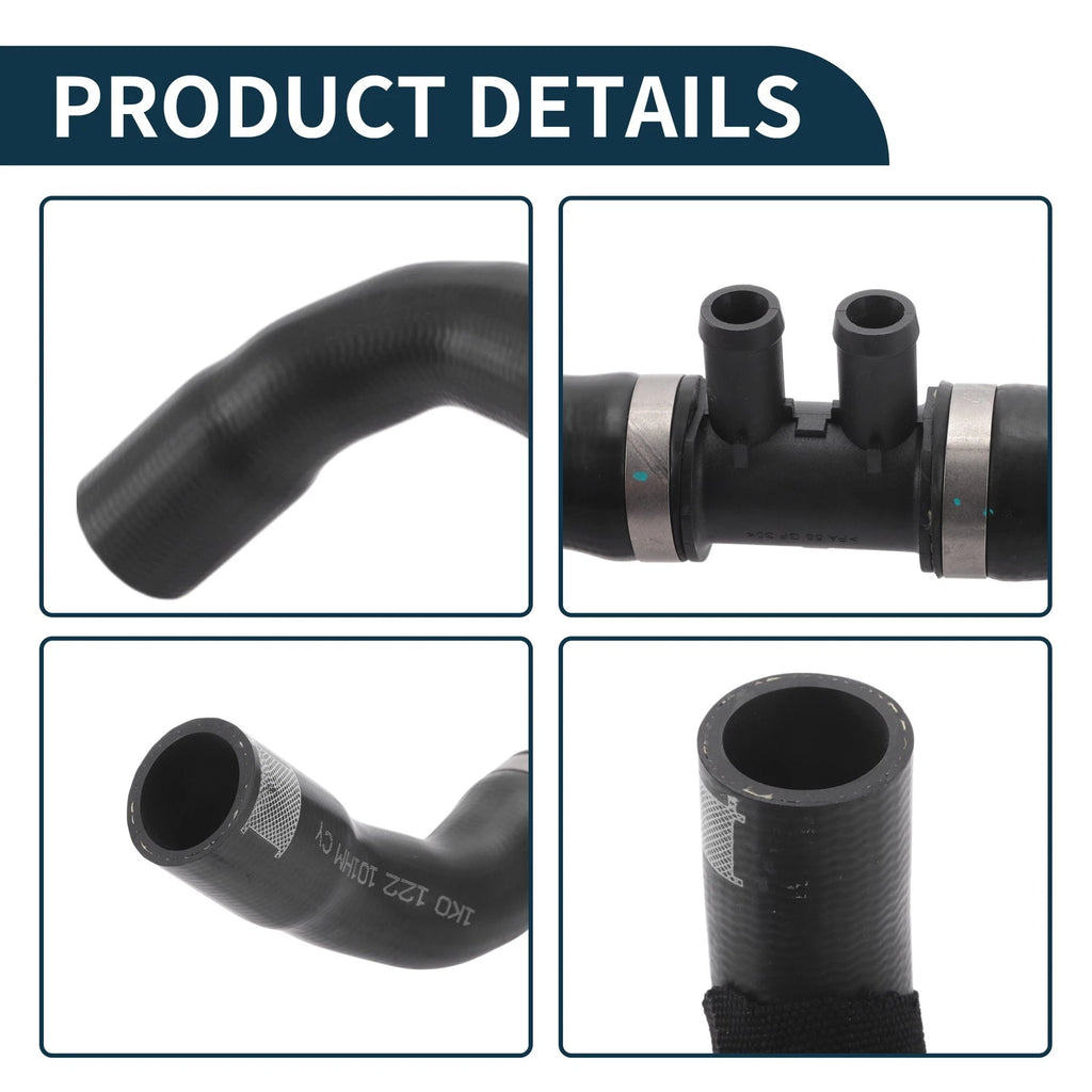 Radiator Hose for Volkswagen Golf (2009–2011) Rubber Plastic Black