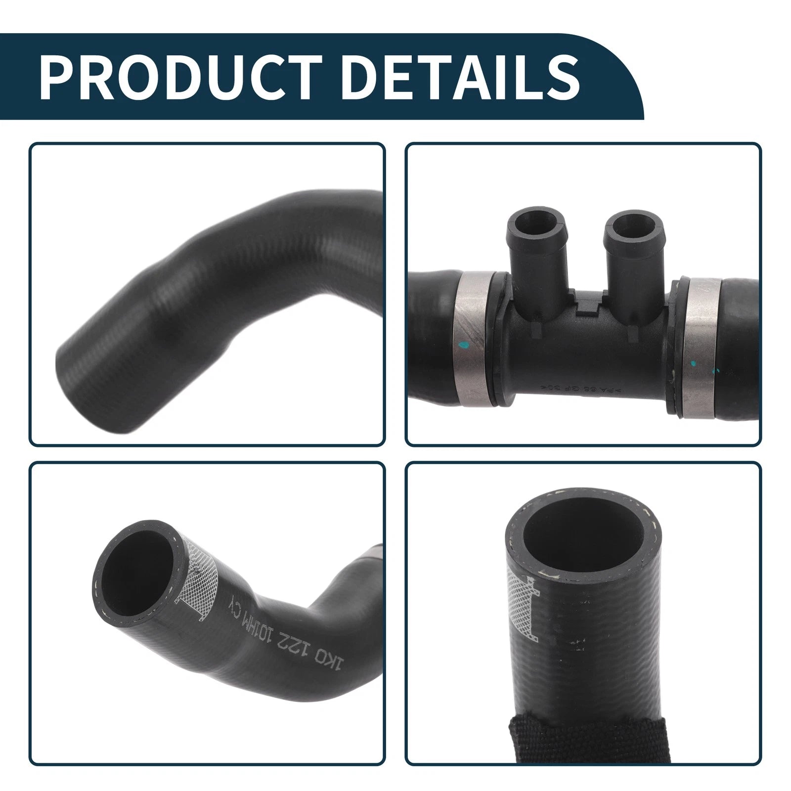 Radiator Hose for Volkswagen Golf (2009–2011) Rubber Plastic Black
