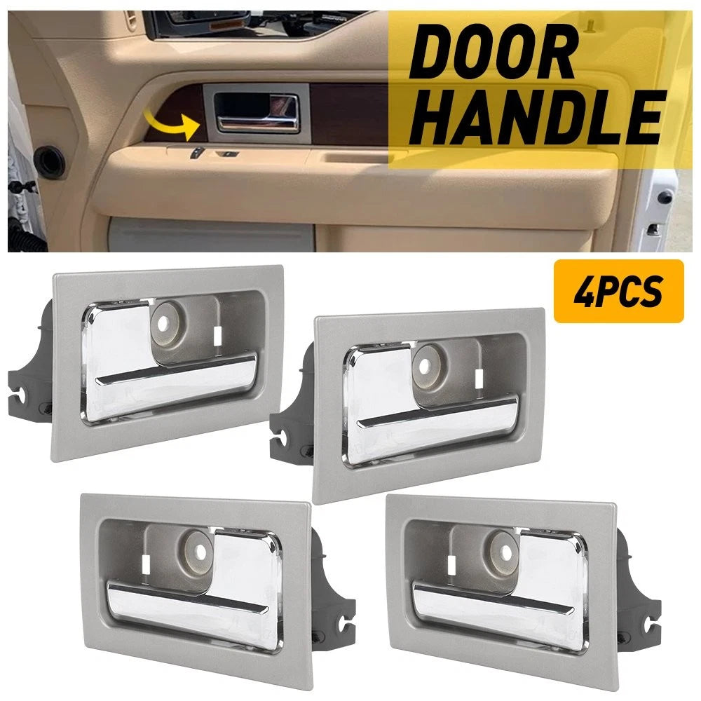 Set of 4 Interior Door Handles Textured Silver for Ford F-150 (2009–2014)