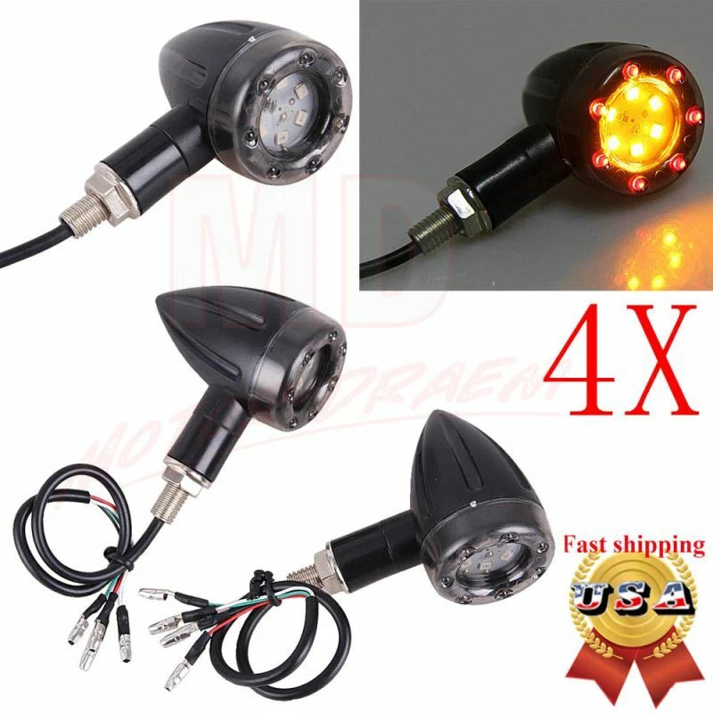 4X LED Bullet Red/Amber Brake Blinker Turn Signal Light for Harley
