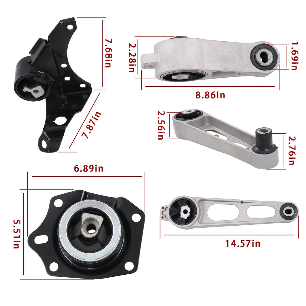 Set of 4 Engine and Transmission Mounts for Dodge Neon (2002–2005)