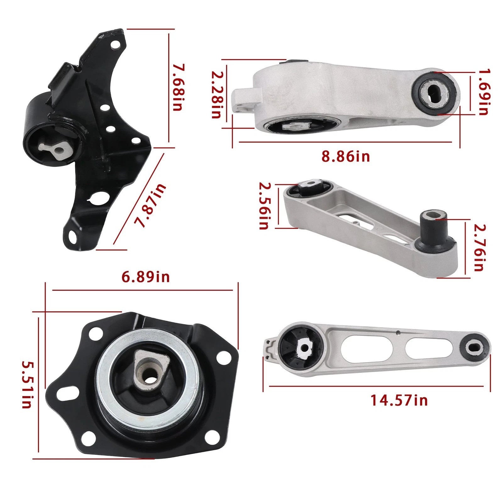 Set of 4 Engine and Transmission Mounts for Dodge Neon (2002–2005)