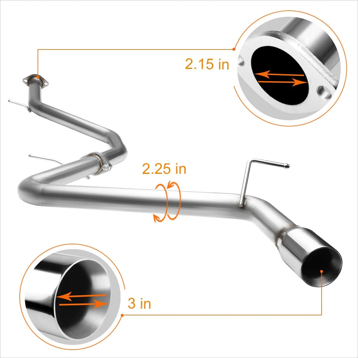 3" Round Muffler Tip for Toyota Corolla iM E180 (2016–2018) - S.S. Catback Exhaust