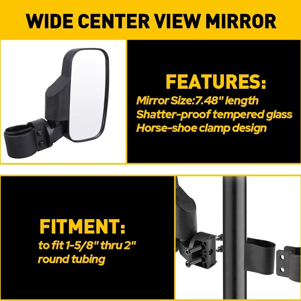 Set of 2 Rear View Side Mirrors for Polaris Ranger RZR XP Crew 570 800 900 1000