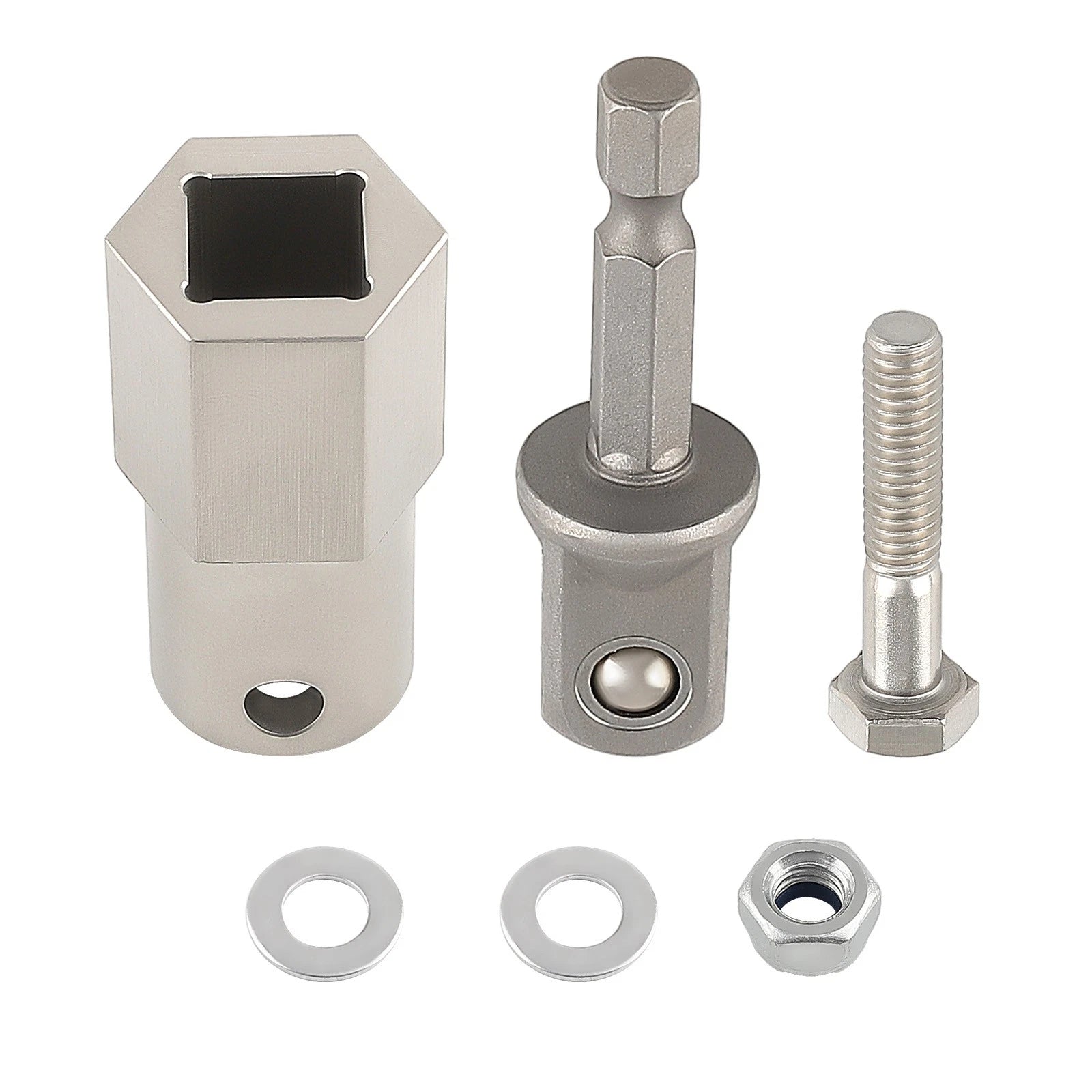 Stainless Steel Trailer Jack Crank Handle Cordless Drill Adapter Set