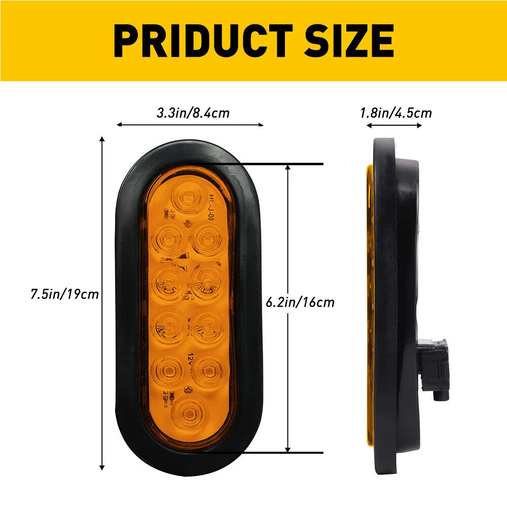 Set of 4 Amber Oval LED Trailer Truck Lights for Universal Use