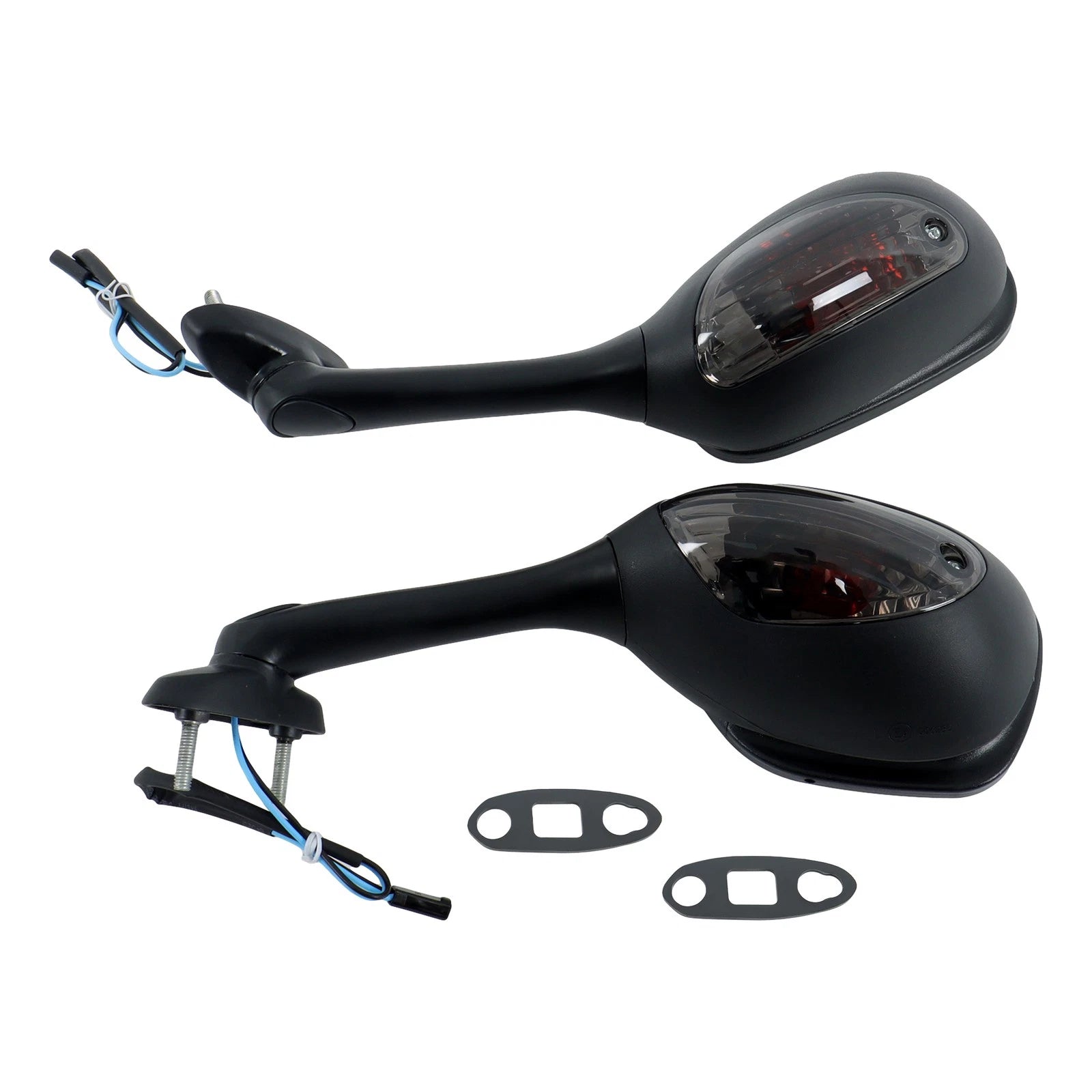 Black Mirrors with Smoke Turn Signals for Suzuki GSXR 600 750 1000 (2005–2015)