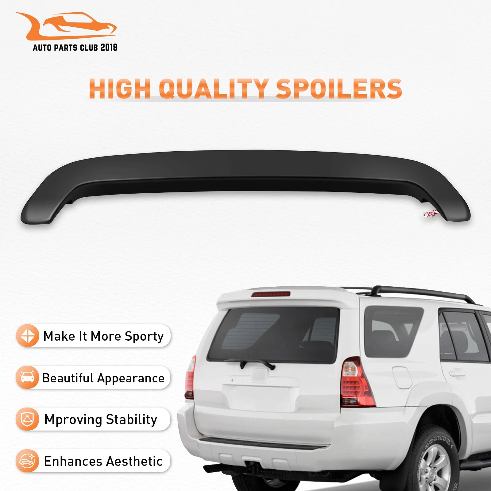 Matte Black Roof Wing Spoiler for Toyota 4Runner (2005–2009)